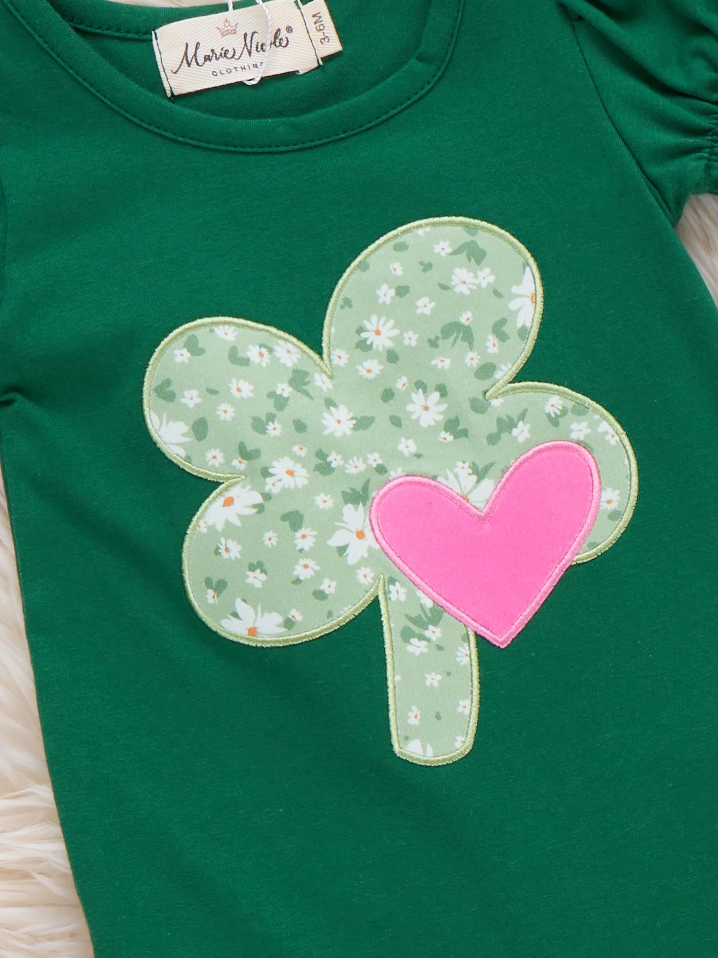 Shamrock Sweetheart Embroidered Ruffle Romper