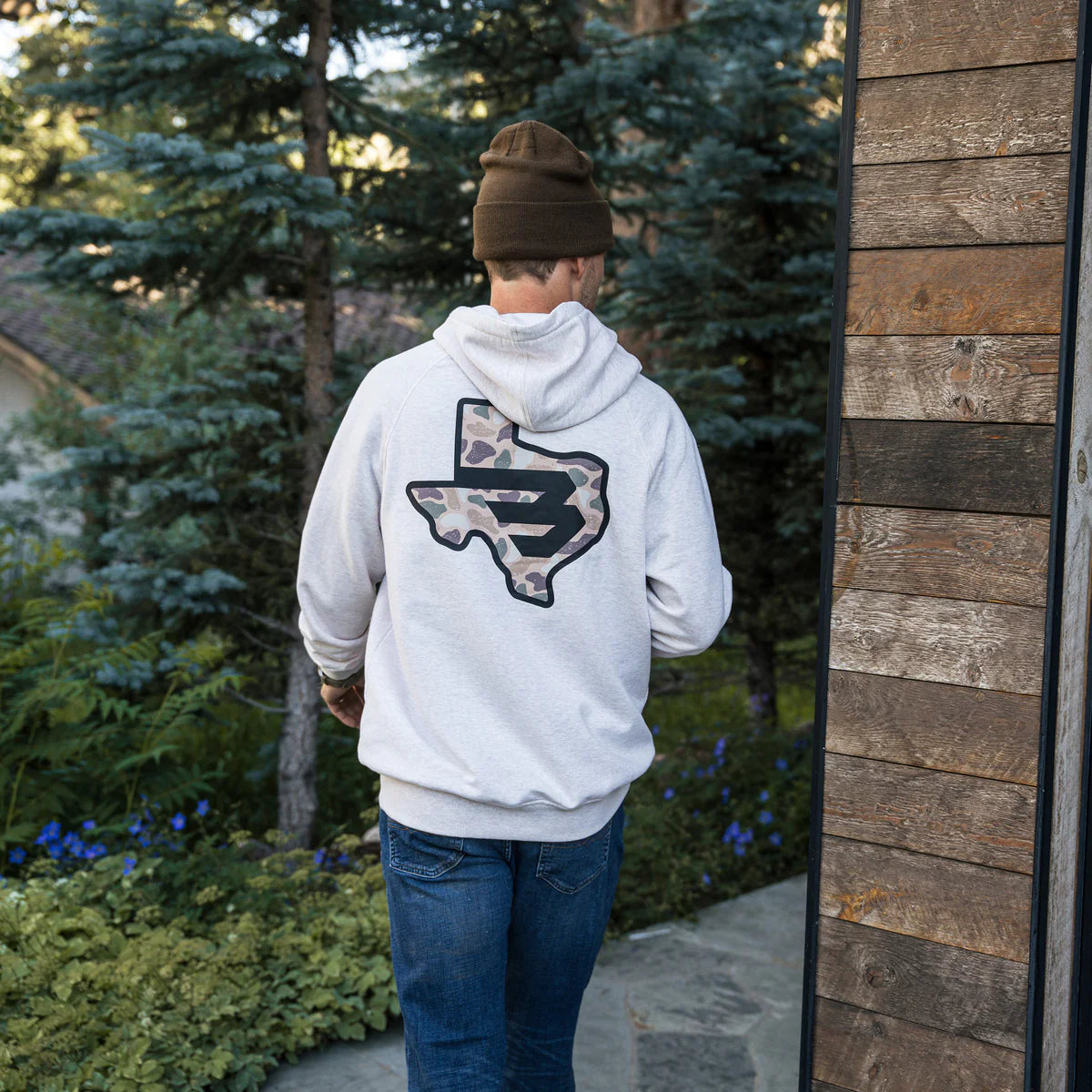 Fleece Hoodie - Texas Camo Flying B - Heather Oatmeal