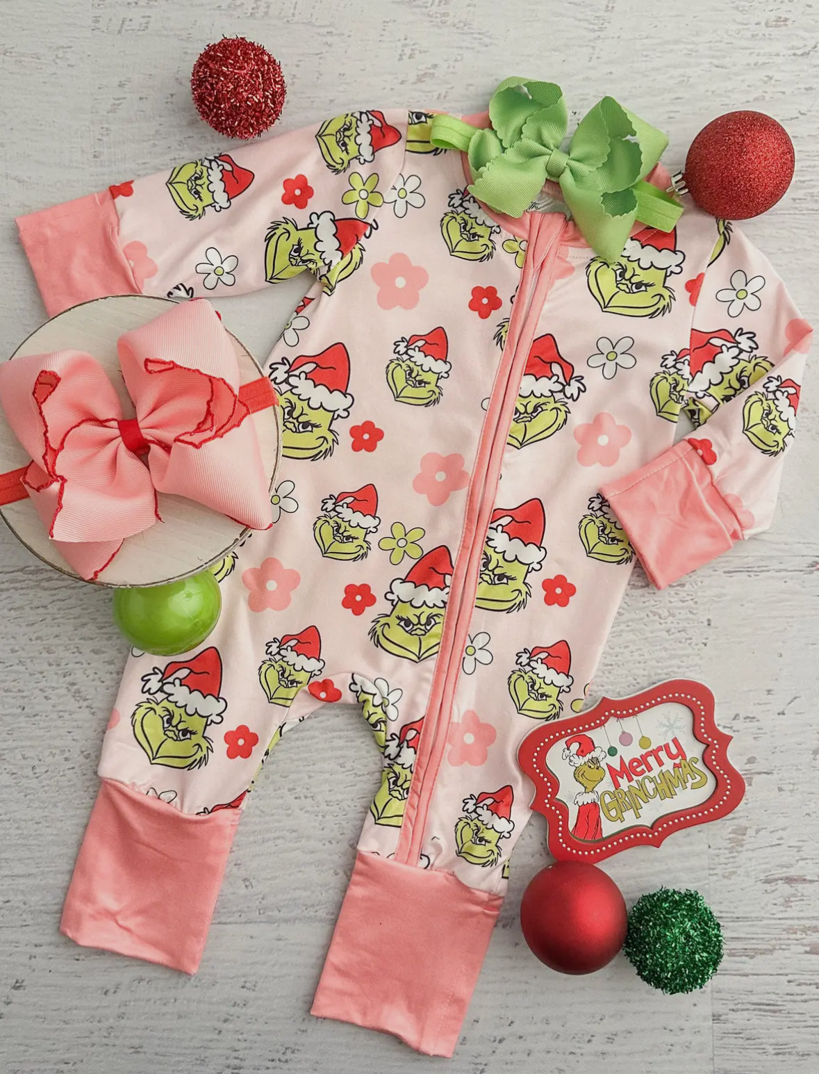 Grinchmas Pink Infant onesie