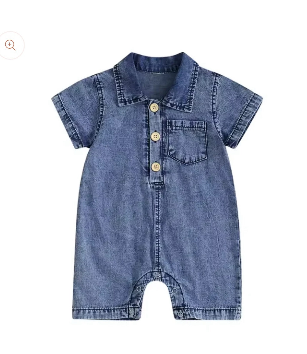 Denim Collared Romper