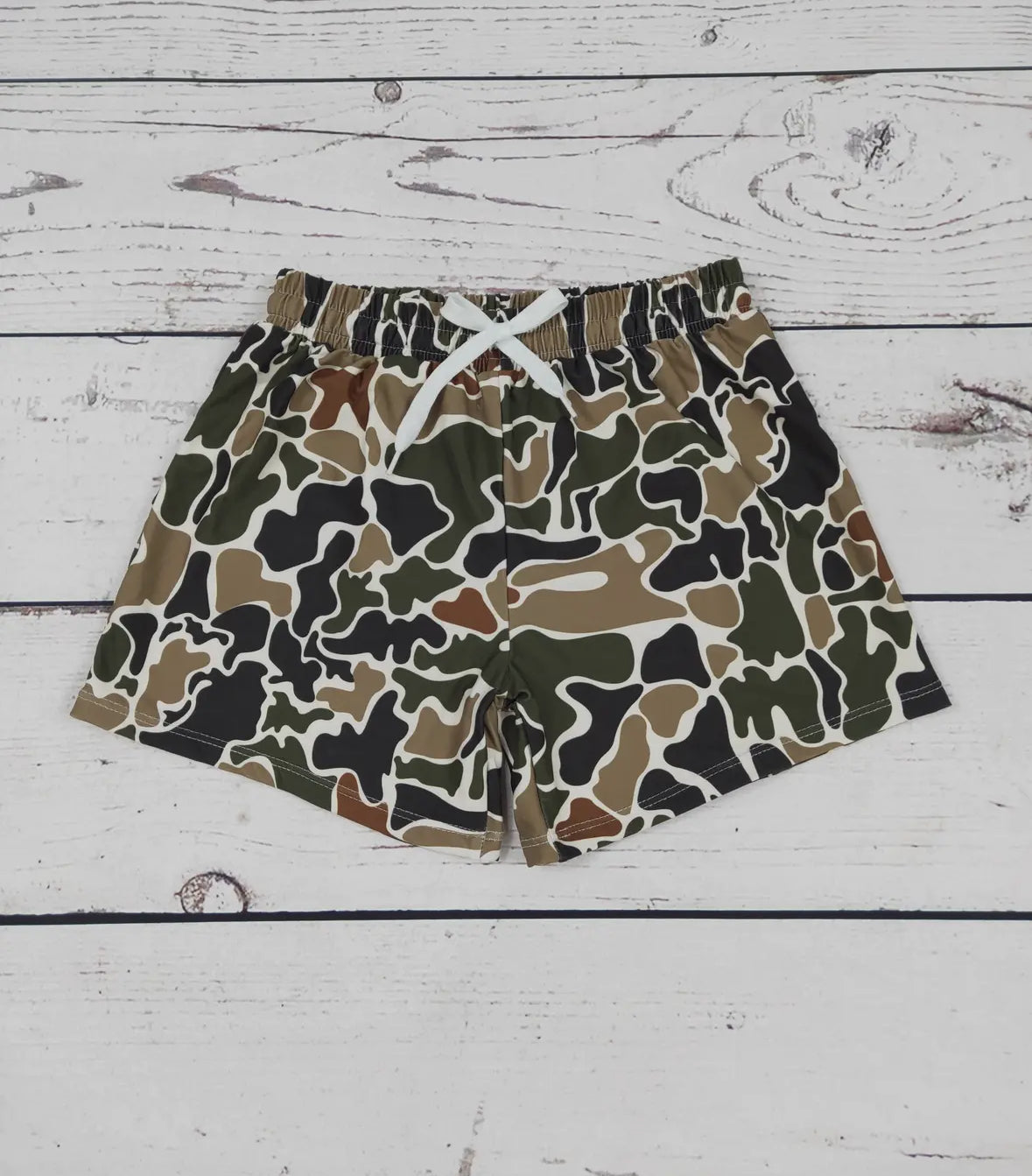 Boy Retro Camouflage Printed Boardshorts