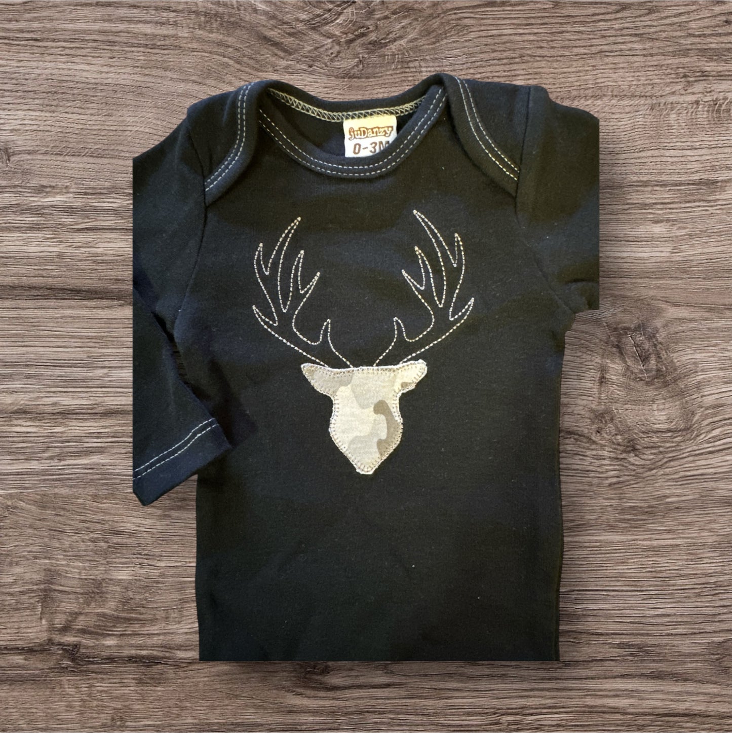 Camo Deer Embroidered Onesie