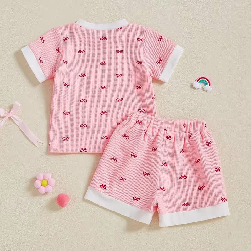 Waffle Knit Bow Set
