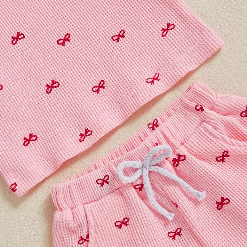 Waffle Knit Bow Set