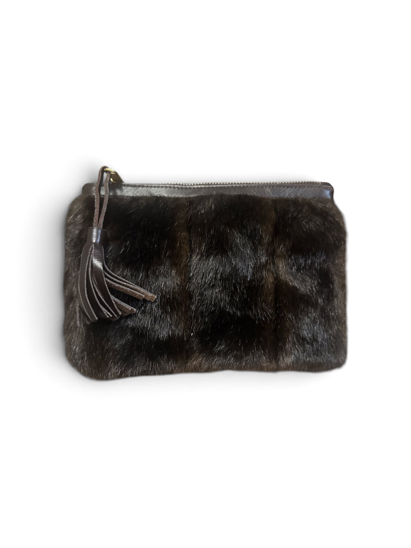 Glenda Gies | Tassel Pouch: FAUX MINK CHOCOLATE
