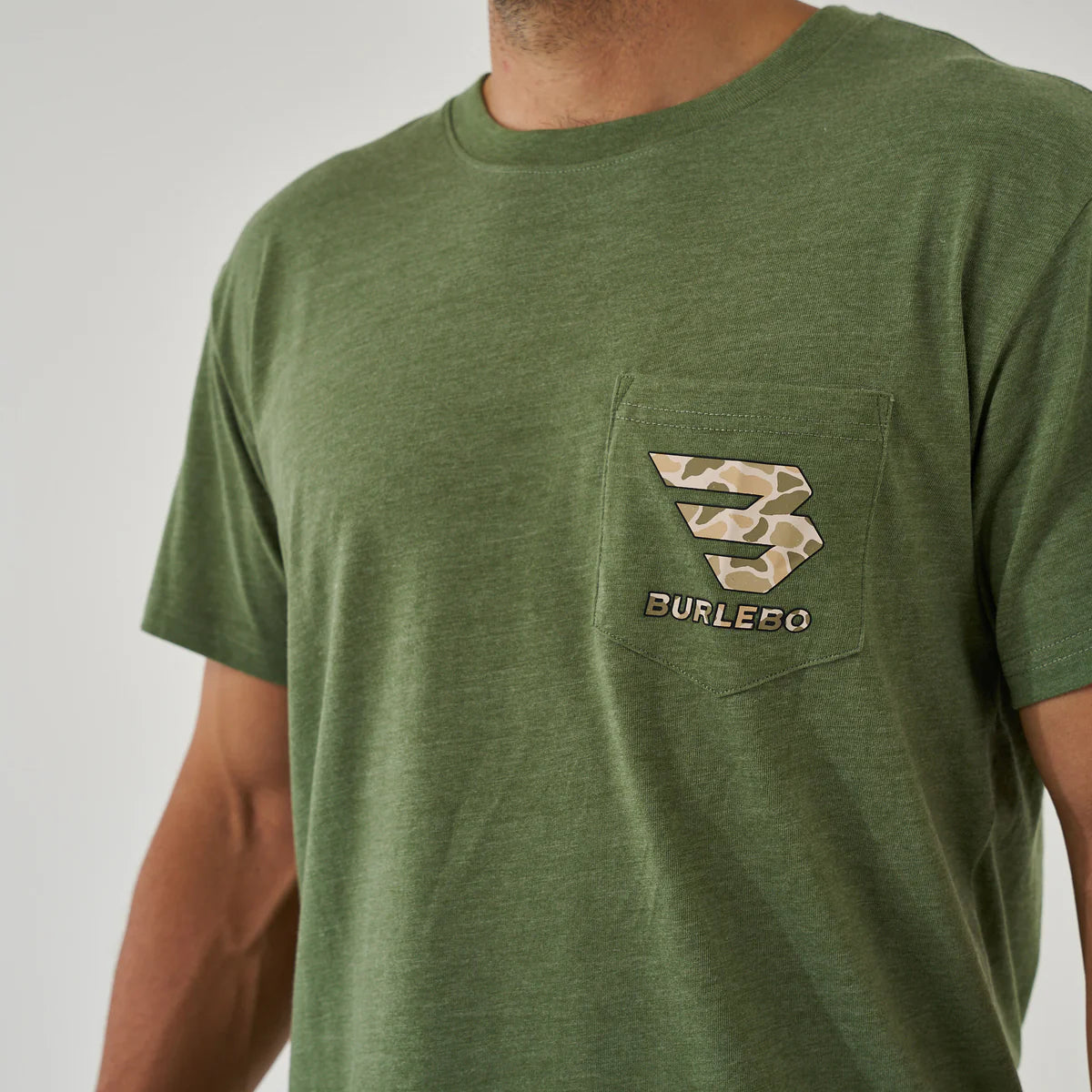 Short Sleeve Tee - Mallard Camo Dog - Heather Olive