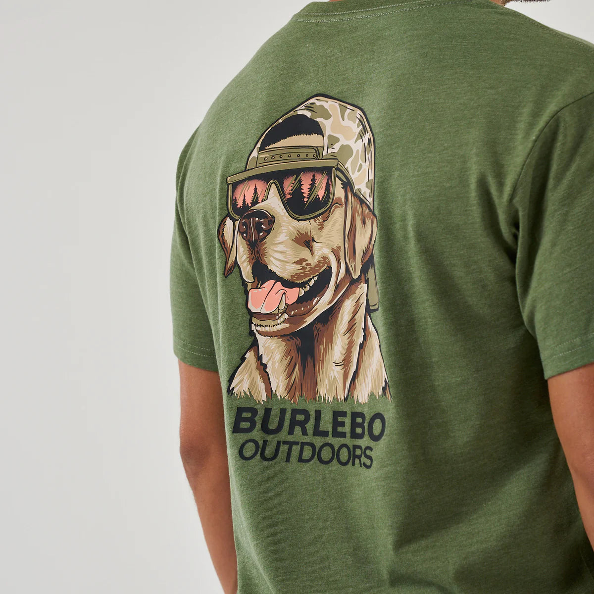 Short Sleeve Tee - Mallard Camo Dog - Heather Olive