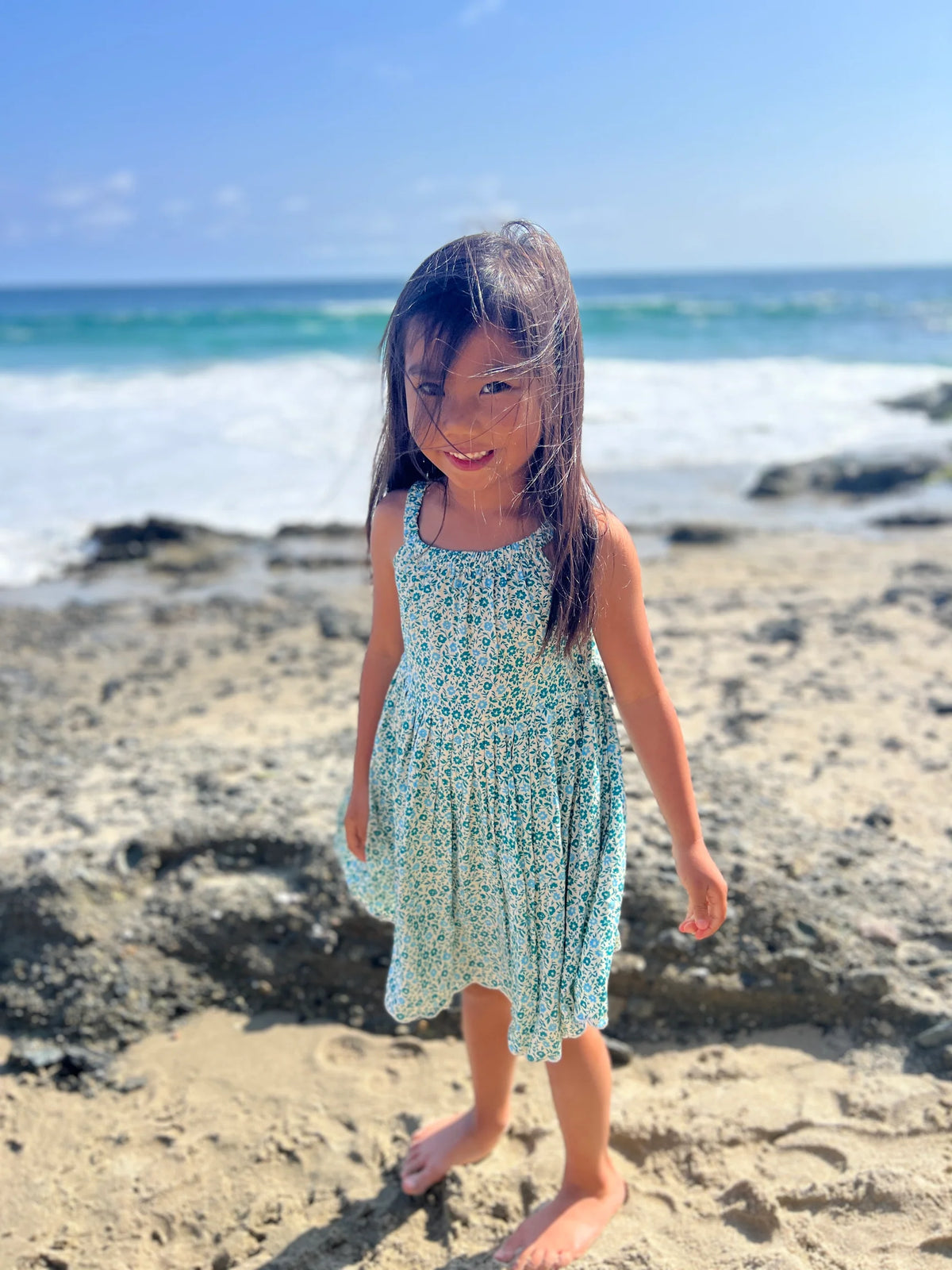 Stella Dress Teal Ditsy Floral