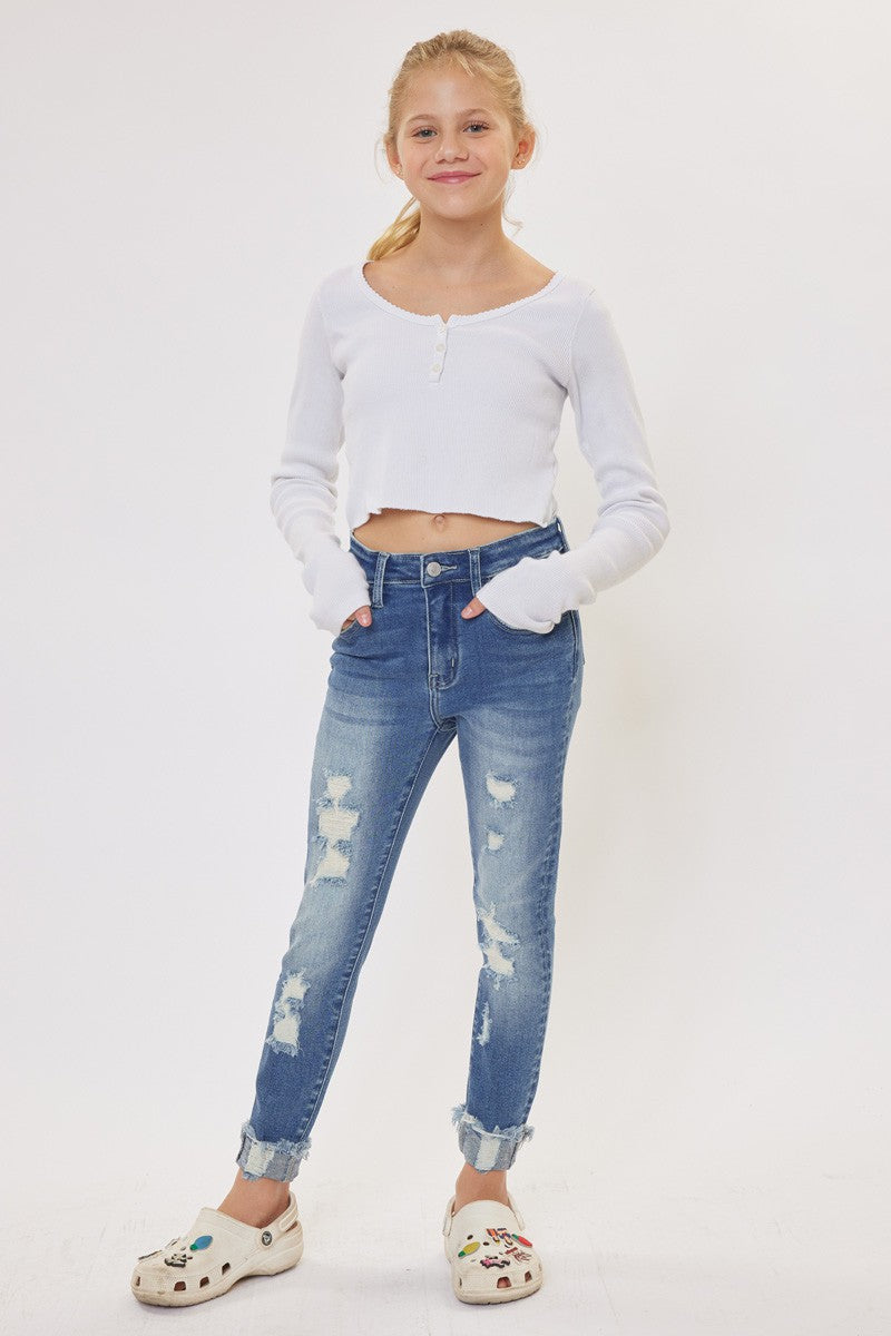 Kid High Rise Ankle Skinny Jeans