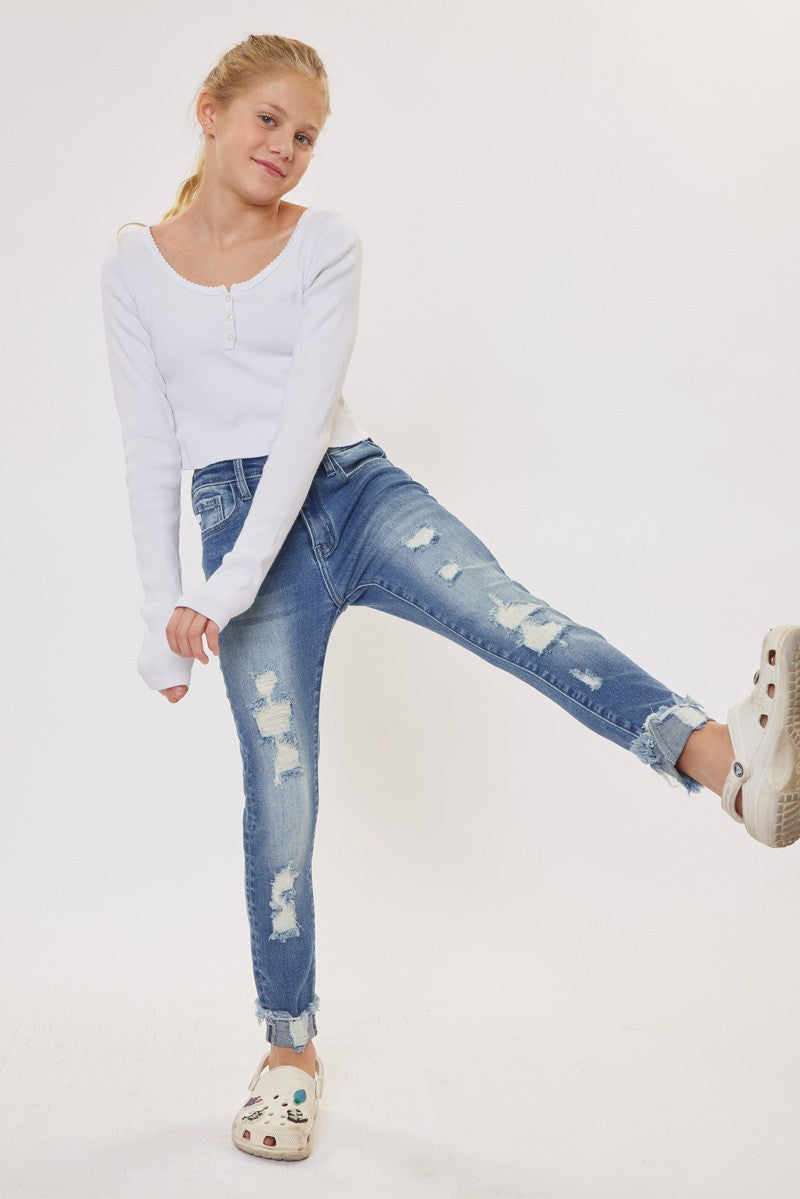 Kid High Rise Ankle Skinny Jeans