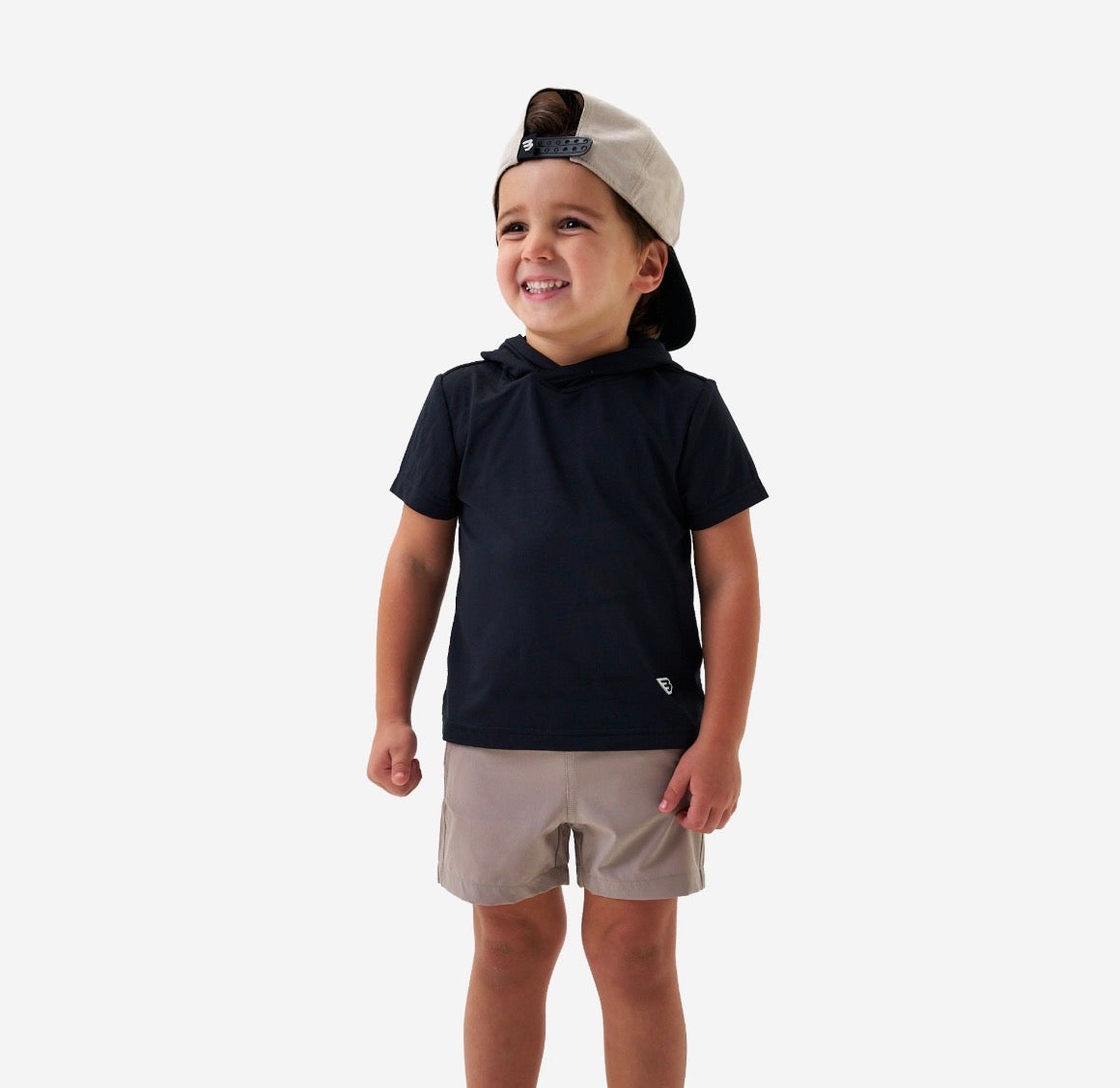 YOUTH-SHORT SLEEVE - PERFORMANCE HOODIE - BLACK