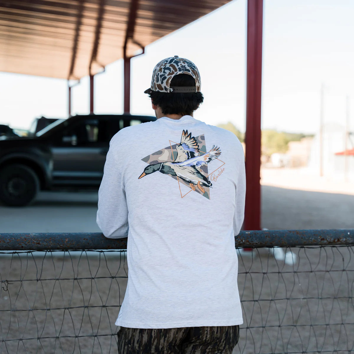 Long Sleeve Tee - Pintail Triangle Duck - Ash Grey