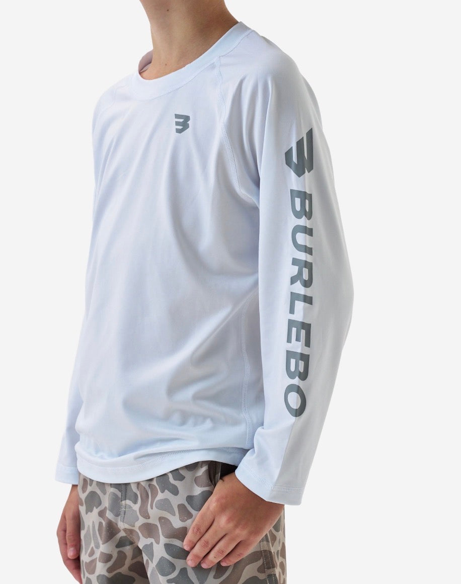 Youth Rashguard | White & Light Gray