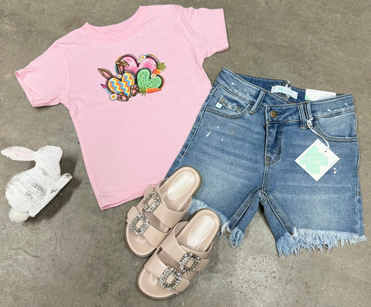 Pink Bunny Easter Heart Tee