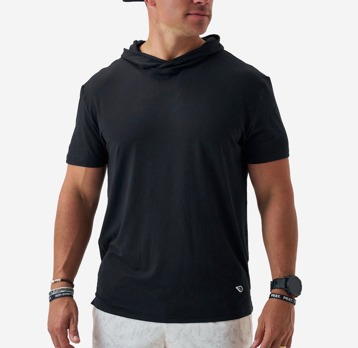 SHORT SLEEVE - PERFORMANCE HOODIE - BLACK