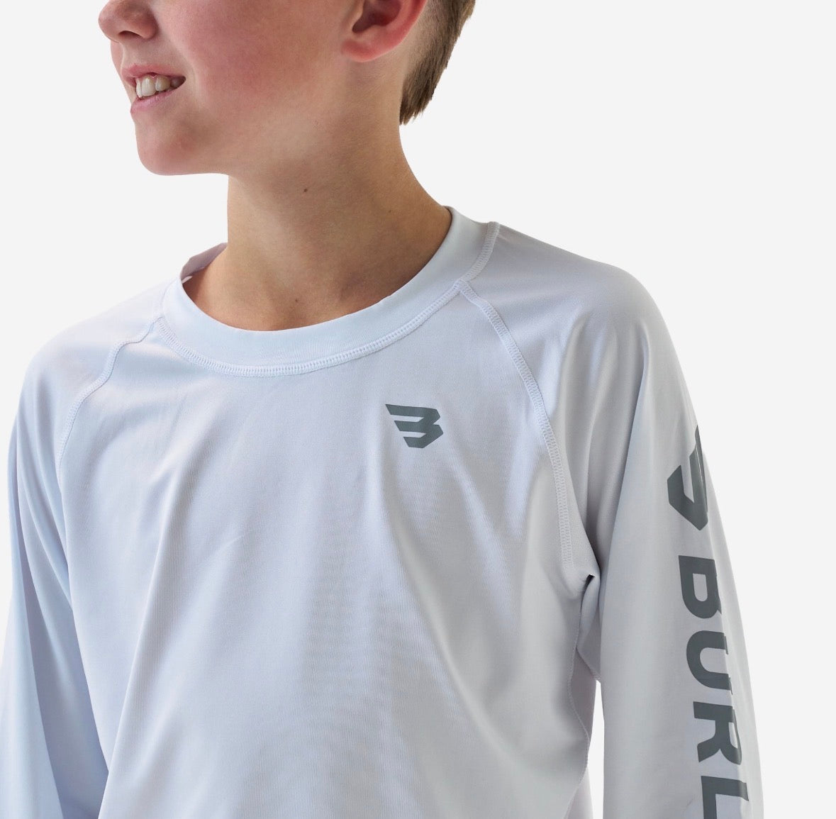 Youth Rashguard | White & Light Gray