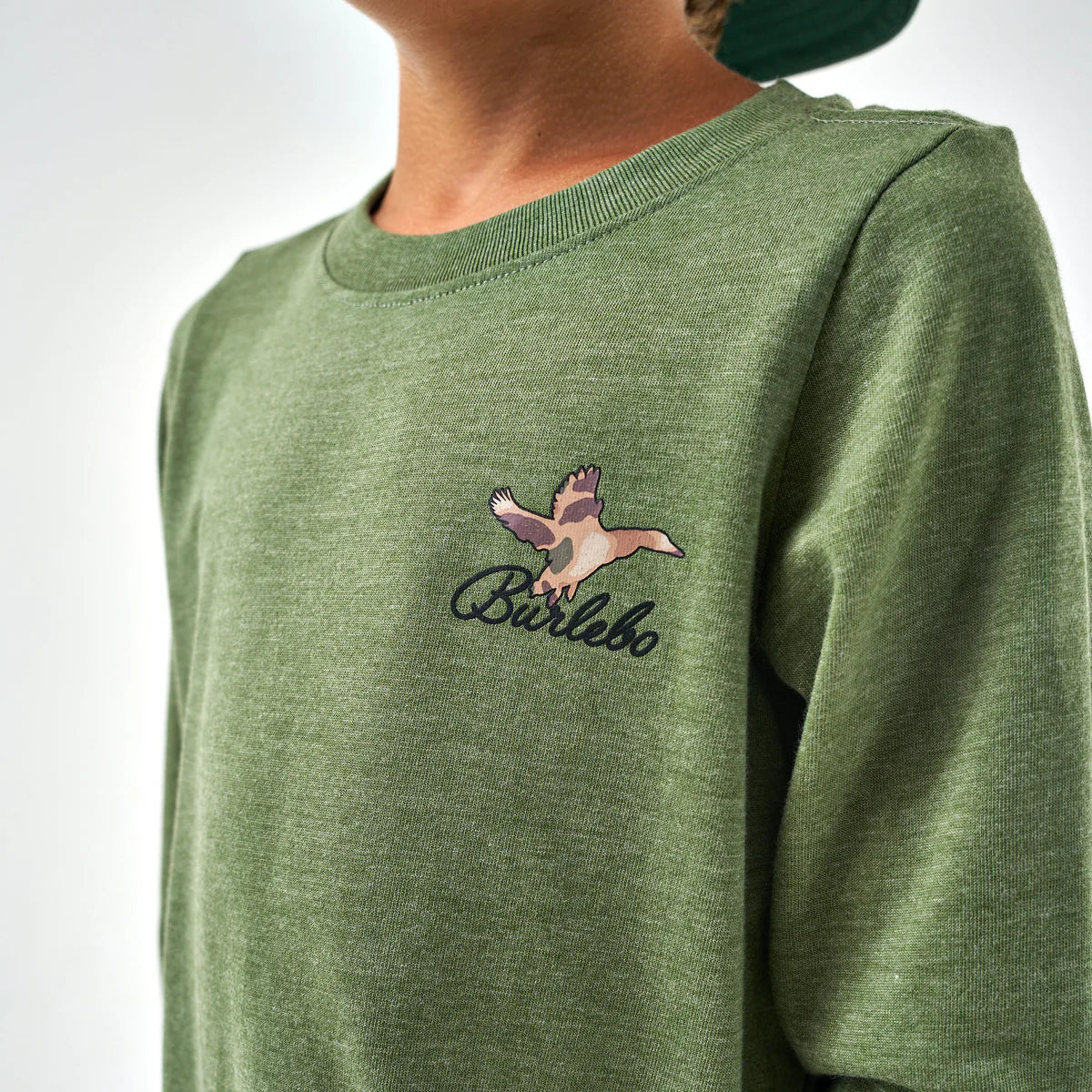 Youth Long Sleeve Tee - Ducks Flying In - Heather Olive