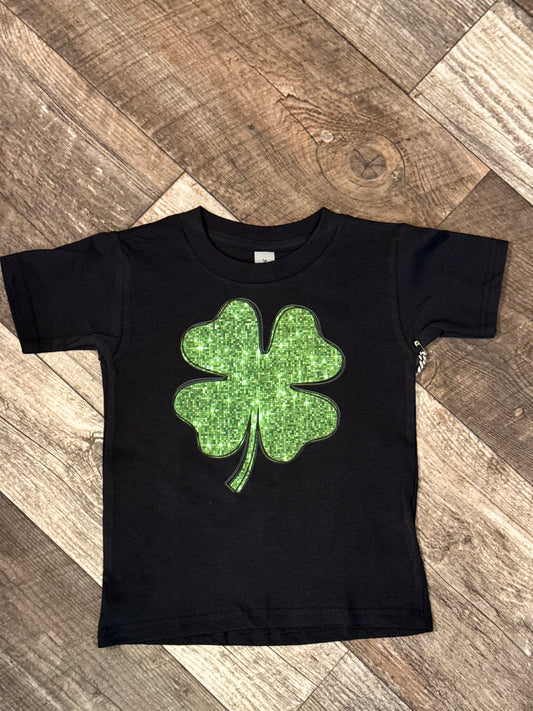 Faux Glitter Shamrock Tee