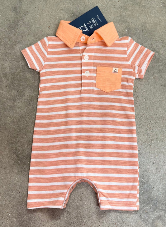 Me and Henry-SALTASH-Peach/white Polo Romper