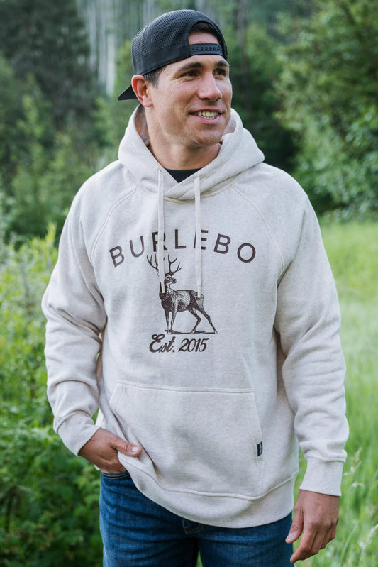 Fleece Hoodie-Whitetail Deer-Heather Oatmeal