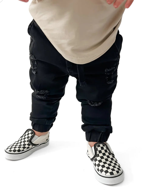 REMI+RAE CO Distressed Black Joggers