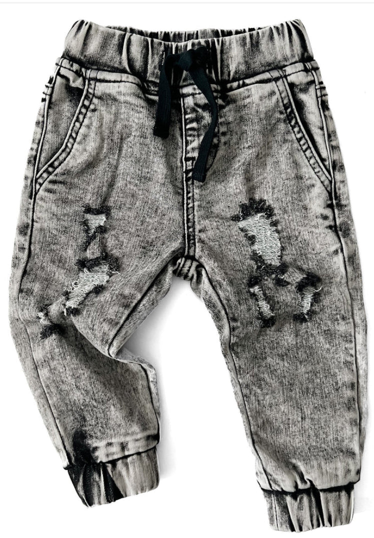 REMI +RAE CO Joggers Distressed Acid Wash