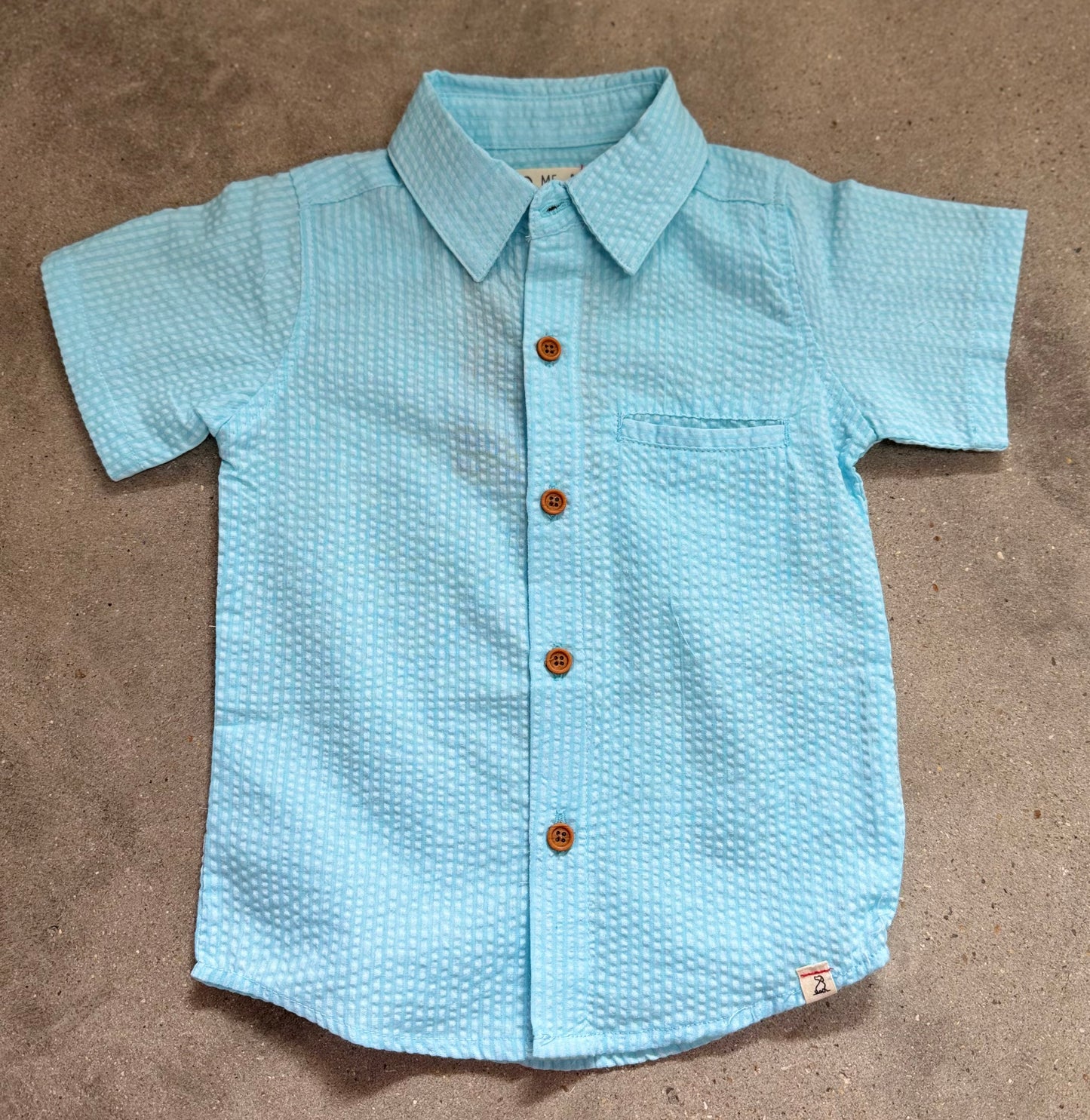 Me and Henry-Aqua Seersucker Woven Shirt