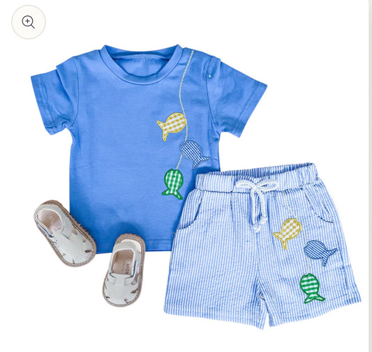 Embroidered Fish Boy SET