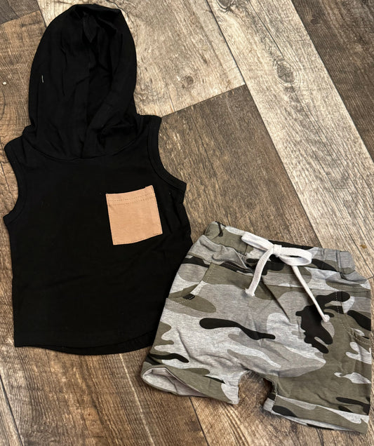 Hooded Tank Black/Camo Set