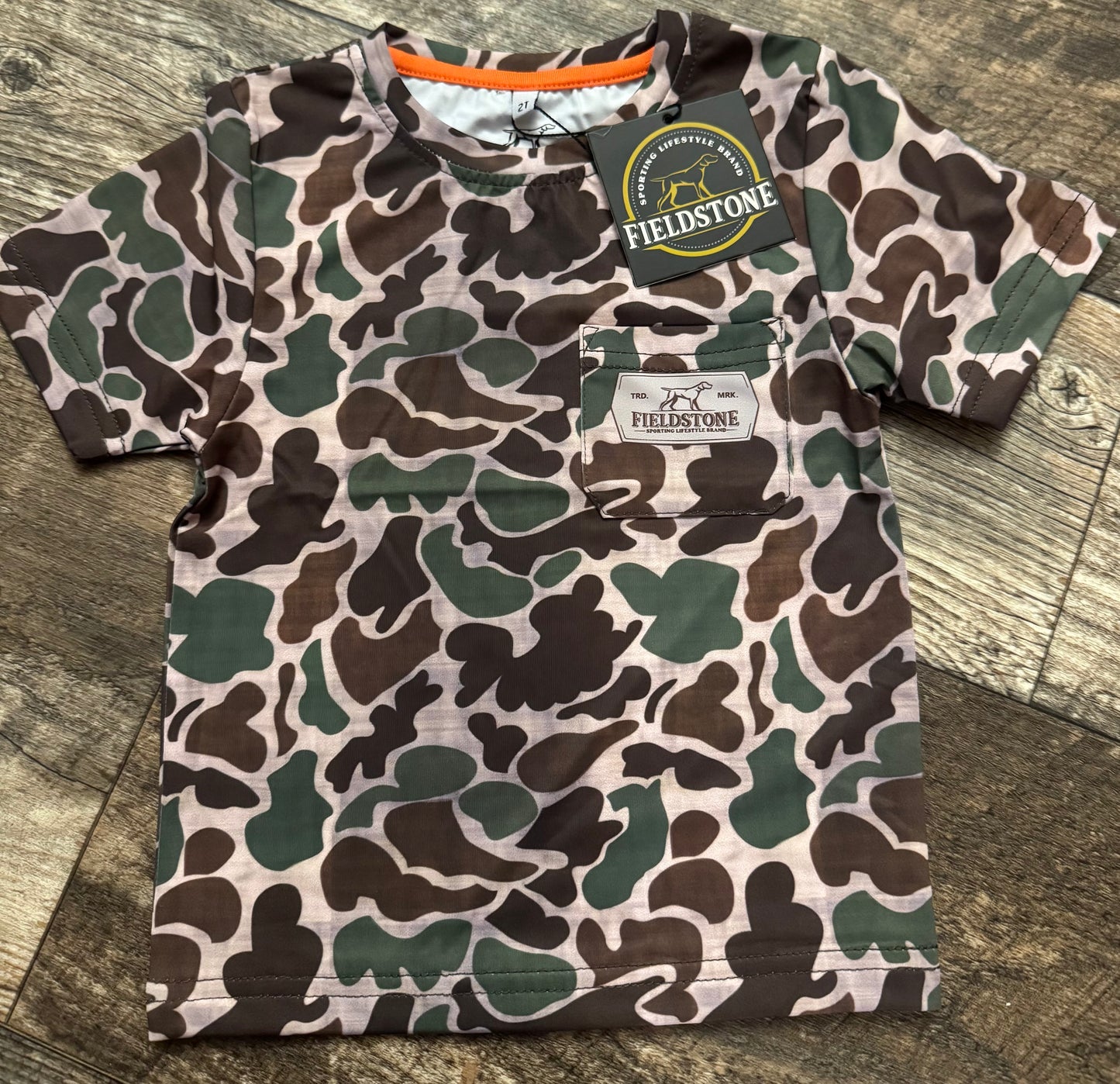 Fieldstone Youth Dry-fit Pocketed Short Sleeve Camo