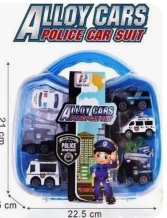 The Alloy Car Set Police Vehicle Set with Case