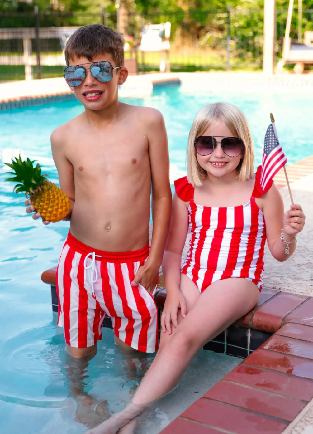 BOYS Set Sail Striped Swim Trunks