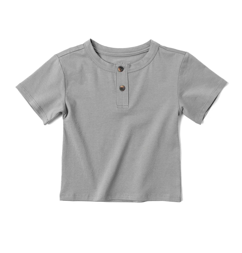 Jersey Henley Tee-Hazy Gray