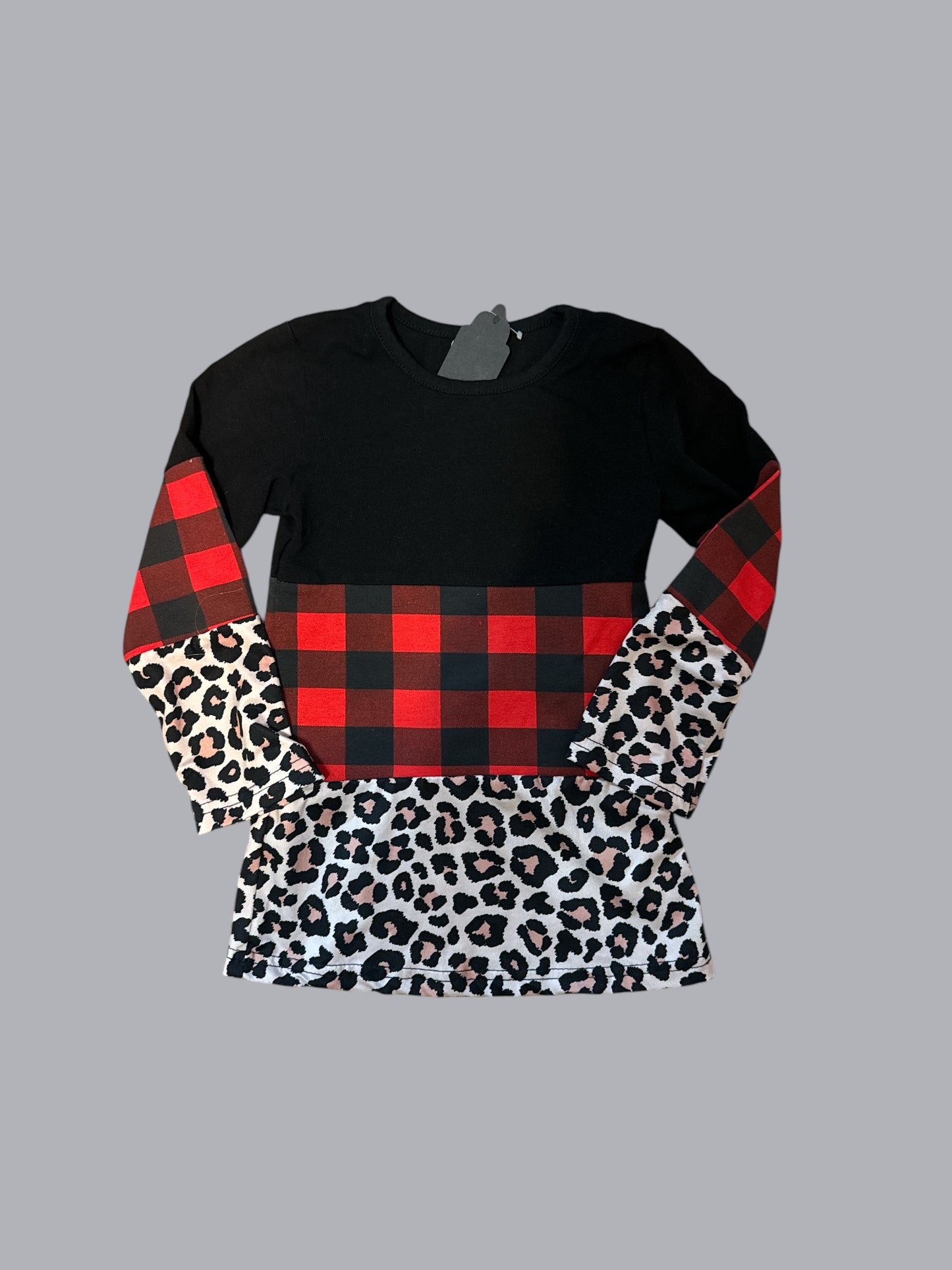 Buffalo Plaid/Animal Print Dress