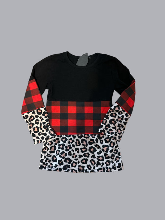 Buffalo Plaid/Animal Print Dress