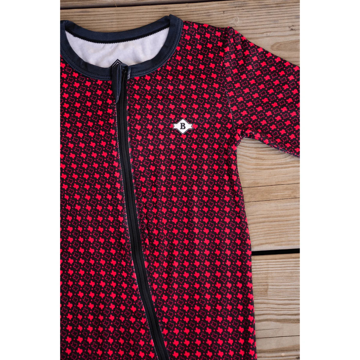 Baby Zip Up - Texas - Black & Red