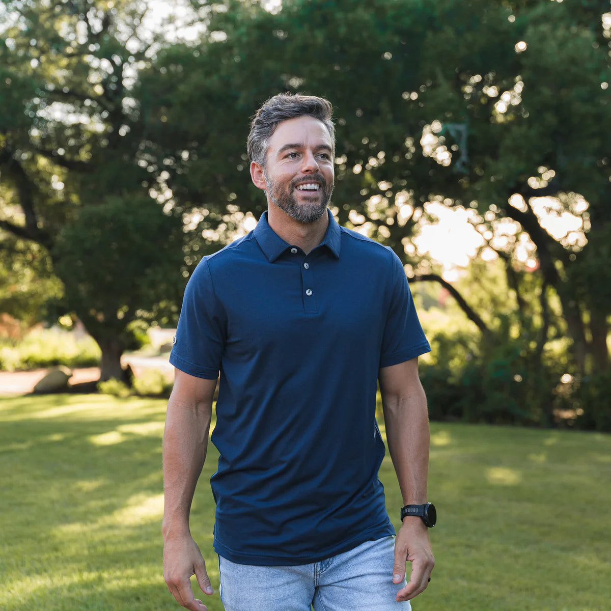 BURLEBO-Performance Polo-Adult-Heather Navy