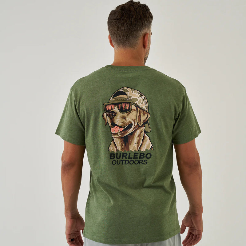 Short Sleeve Tee - Mallard Camo Dog - Heather Olive
