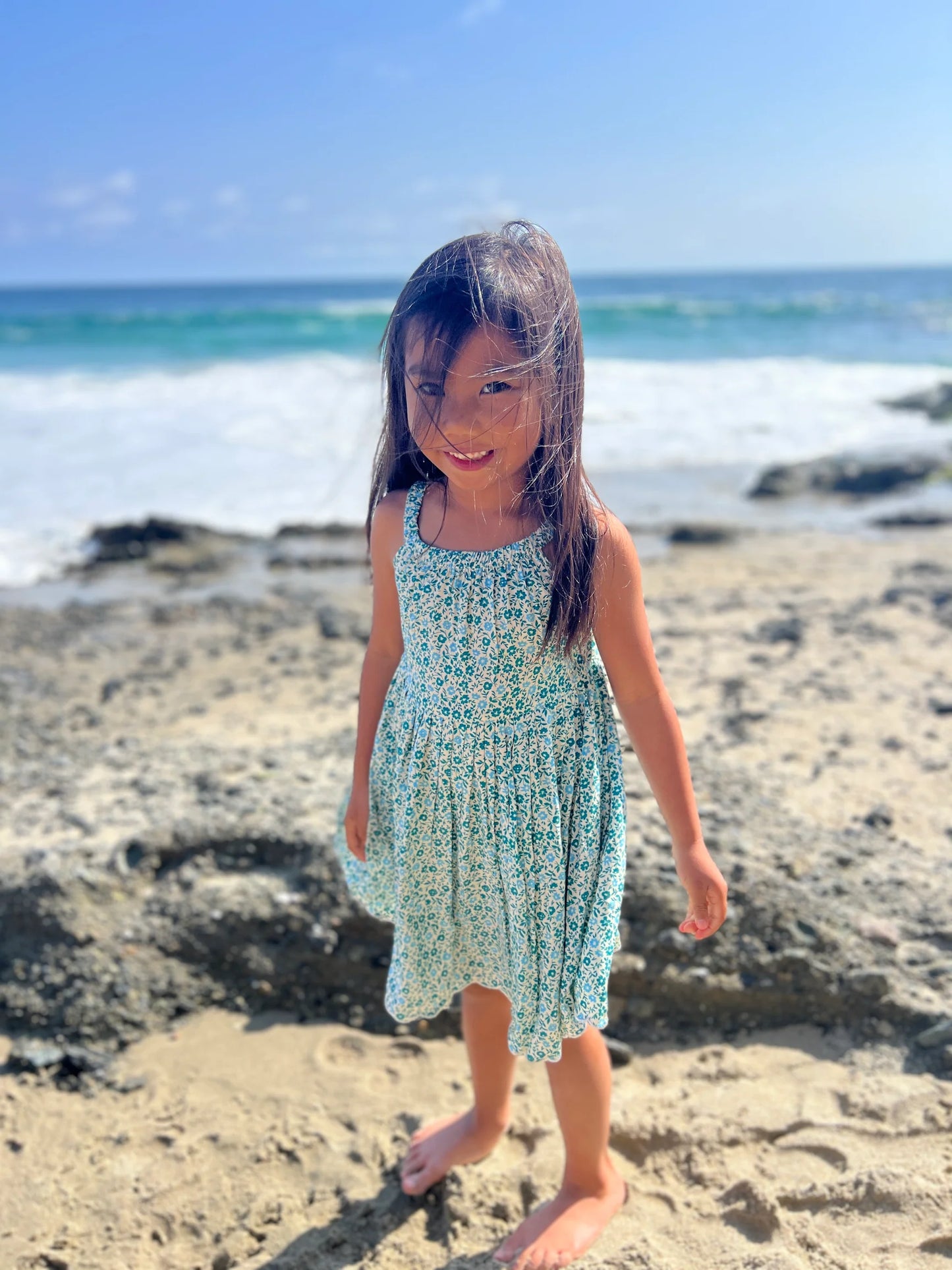Stella Dress Teal Ditsy Floral