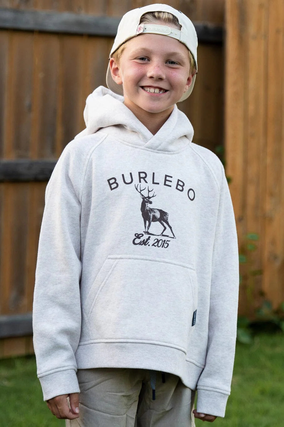 YOUTH Fleece Hoodie-Whitetail Deer-Heather Oatmeal