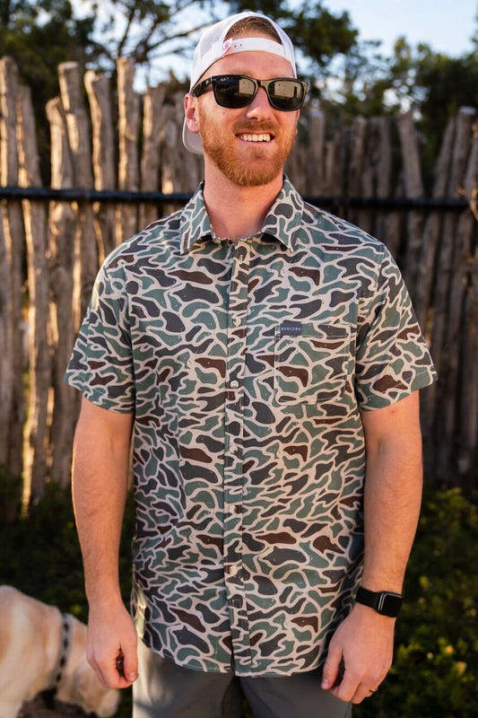 Performance Button up-Retro Duck Camo