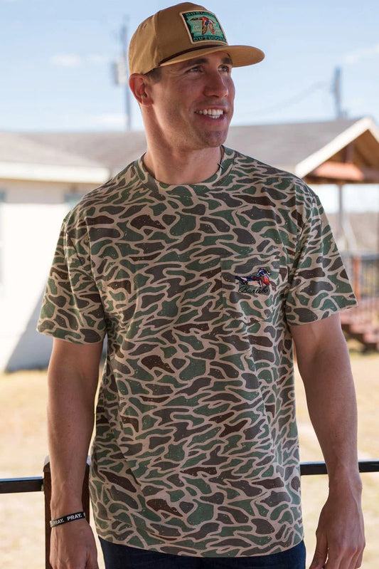 Retro Duck Camo-SS Duck on Water Pocket Tee