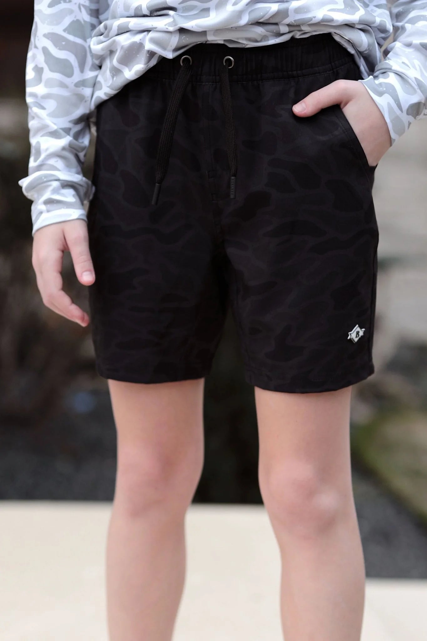 YOUTH Athletic Short-Black Camo