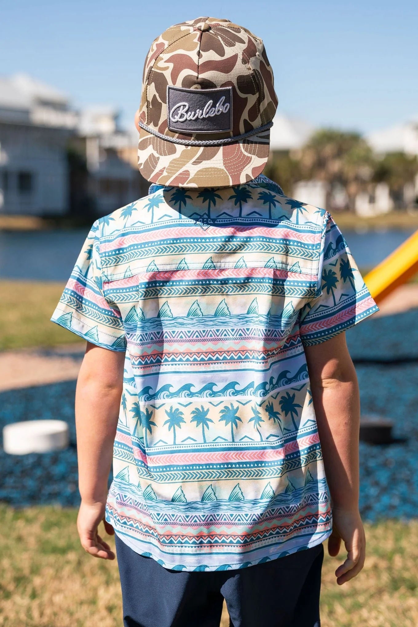 YOUTH-Performance Button Up-Palms & Fins