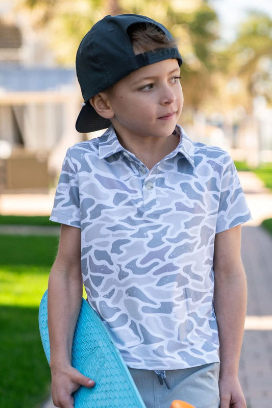 Youth Polo-White Camo